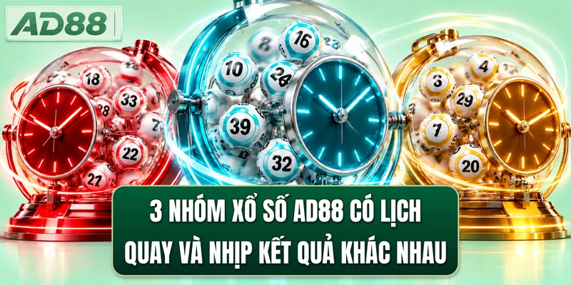 3 nhóm xổ số AD88 có lịch quay và nhịp kết quả khác nhau
