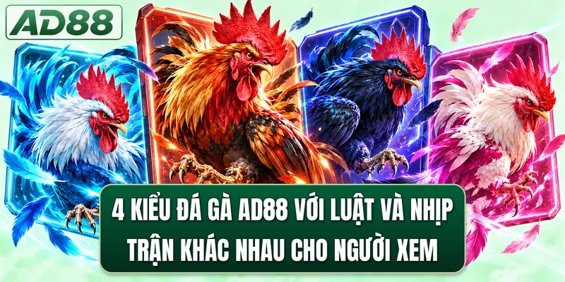 4 kiểu đá gà AD88 với luật và nhịp trận khác nhau cho người xem