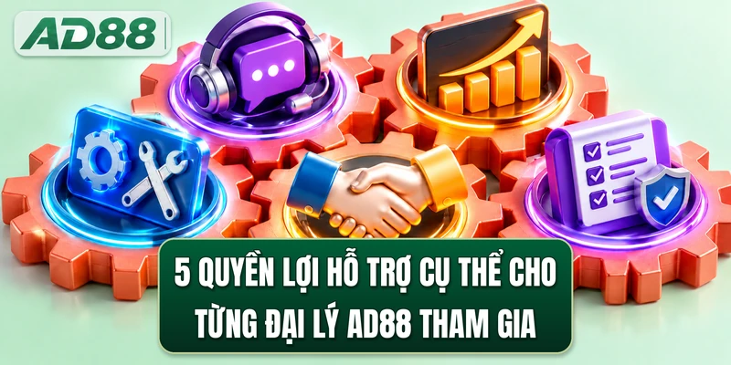 5 quyền lợi hỗ trợ cụ thể cho từng đại lý AD88 tham gia