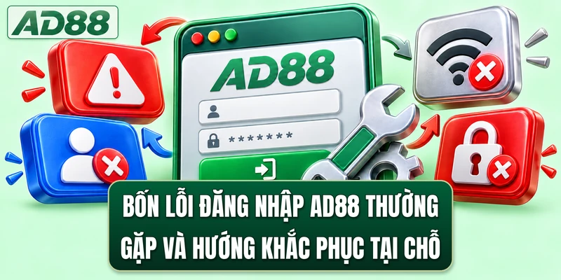 Bốn lỗi đăng nhập AD88 thường gặp và hướng khắc phục tại chỗ