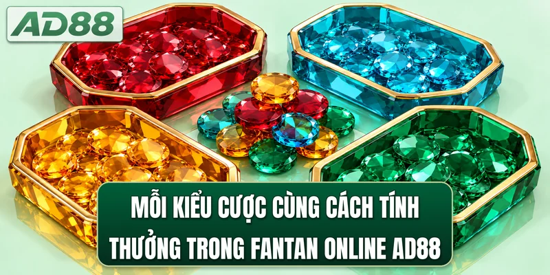 Mỗi kiểu cược cùng cách tính thưởng trong fantan online AD88